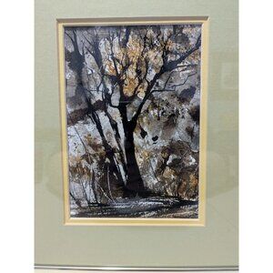 Framed Ink Art by Marge Fassett Titled "Dawn" In Wood Frame with Glass